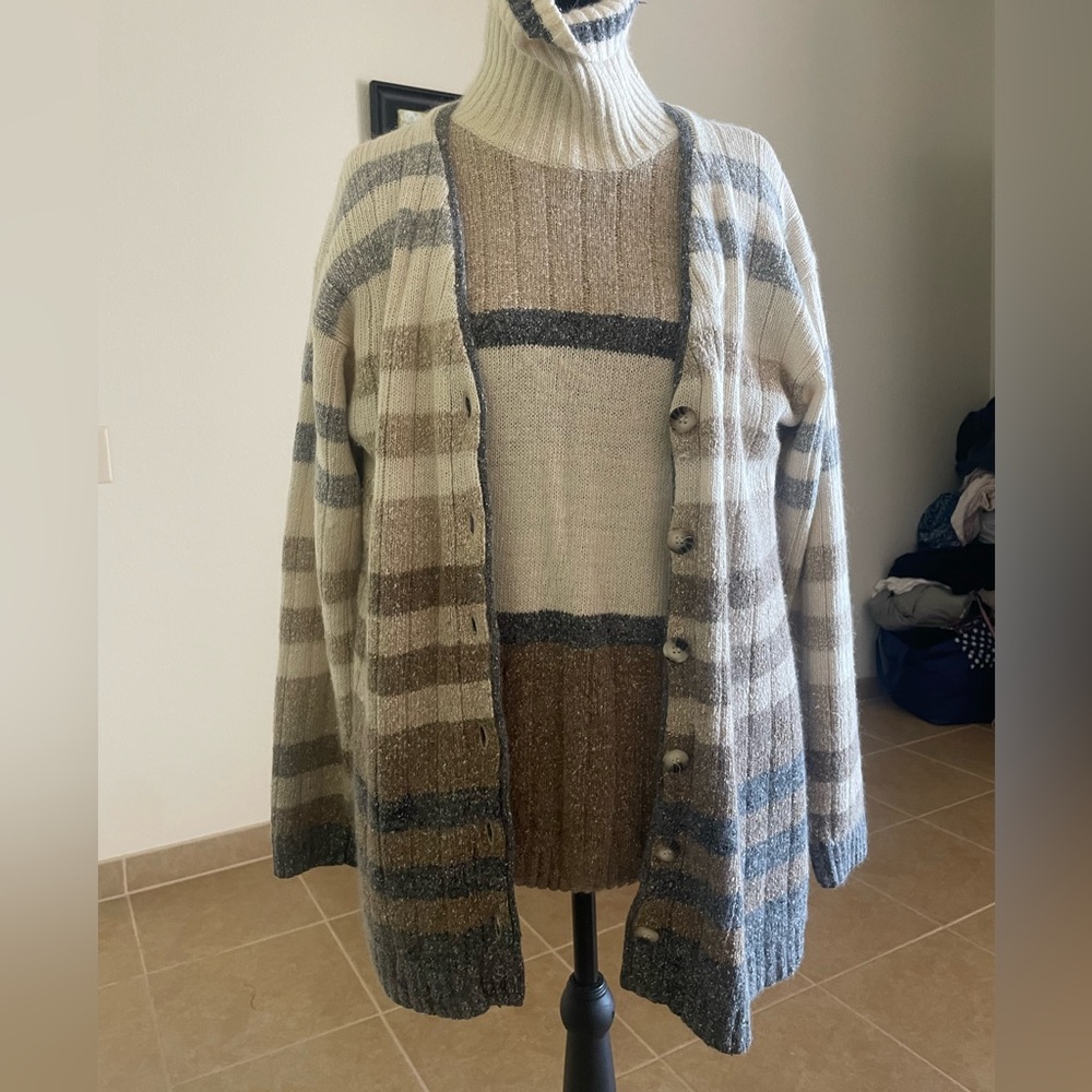 Gina Peters | Vintage Turtleneck Cardigan Set. Silk. Angora. Lambswool. Medium